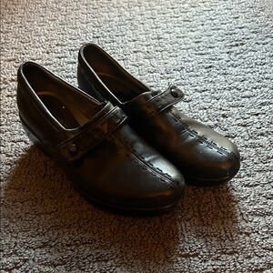 Dansko Black Leather Mules